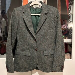 Vintage Tweed Green Wool Blazer
